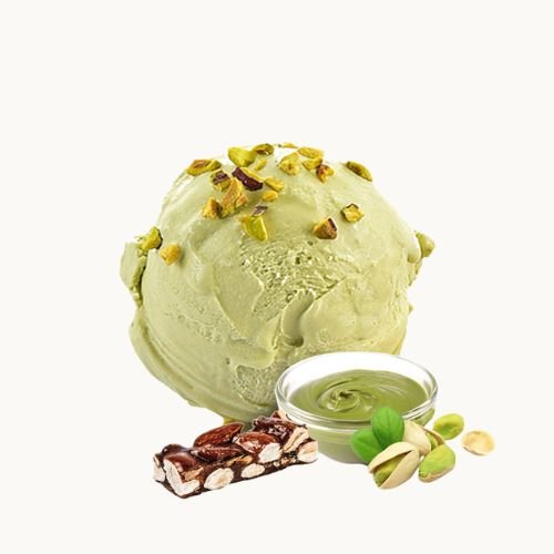 pallina di gelato gusto pistacchio al croccante di gusto gelaterie di roma