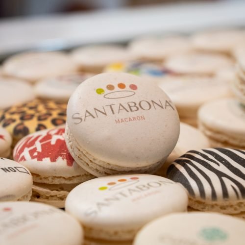 macaron santabona con logo stampato
